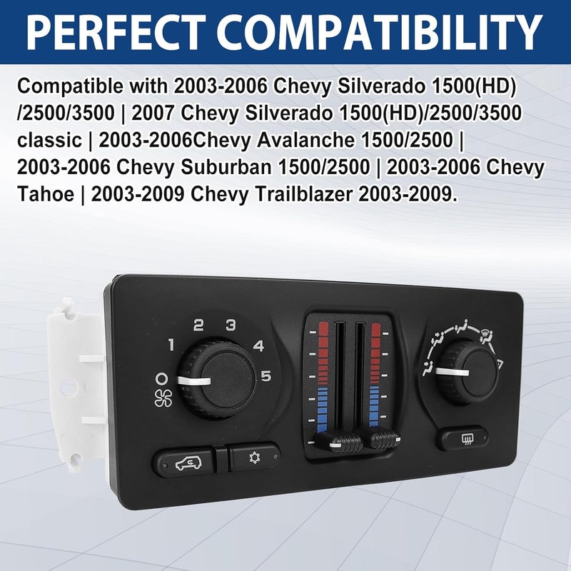 FEXON 599-210XD Climate Control Module Panel - Compatible with 2003-2007 Chevy Silverado GMC Sierra 1500 2500 3500 Tahoe Suburban Avalanche Trailblazer Yukon XL Envoy Cadillac Escalade Replaces 10370033 - Image 2